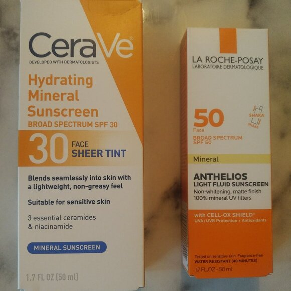 Full Size Sunscreen Bundle - La Roche Posay SPF 50 & CeraVe SPF 30 Mineral - NEW - Picture 1 of 3